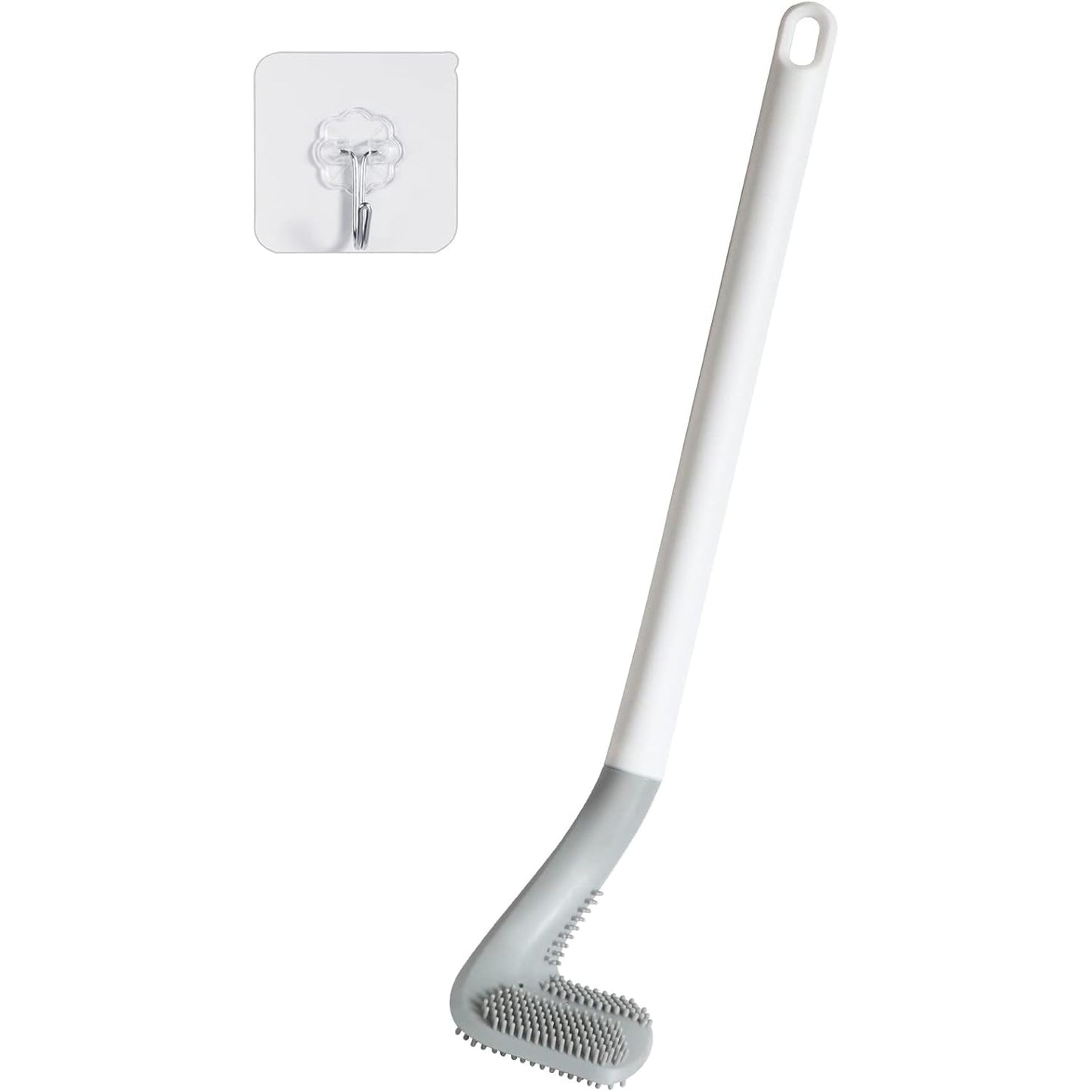 Looklike® Golf Shape Silicone Toilet Brush with Self-Adhesive Wall Hook Holder Anti-drip Non-Slip Long Handle Quick & Easy Cleaning Bathroom Cleaner Set for Western & Indian Toilets (Pack of 1)