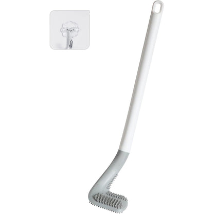 Looklike® Golf Shape Silicone Toilet Brush with Self-Adhesive Wall Hook Holder Anti-drip Non-Slip Long Handle Quick & Easy Cleaning Bathroom Cleaner Set for Western & Indian Toilets (Pack of 1)