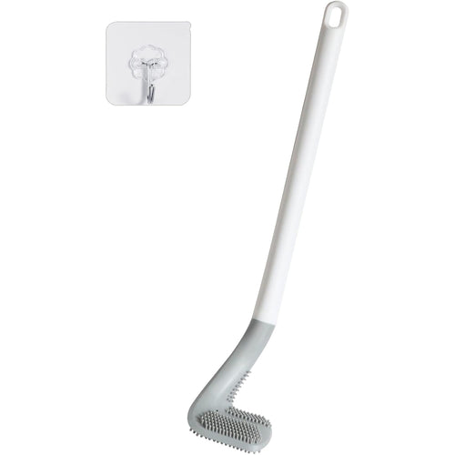 Looklike® Golf Shape Silicone Toilet Brush with Self-Adhesive Wall Hook Holder Anti-drip Non-Slip Long Handle Quick & Easy Cleaning Bathroom Cleaner Set for Western & Indian Toilets (Pack of 1)