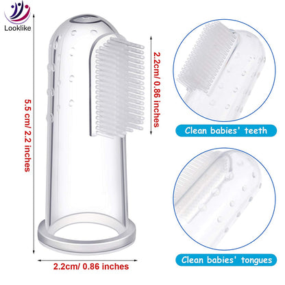 Looklike® Silicone Baby Finger Toothbrush, Travel-Friendly Oral Care, Great for Massaging & Cleaning Gums, Use Soft Brush For Kids & Newborn Baby, First Teeth, BPA-Free, Kids Finger Toothbrushes Pack of 1
