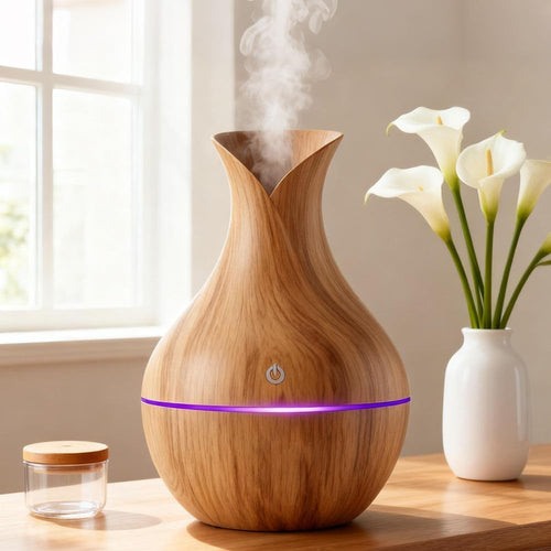 Looklike® Aroma Diffuser with Wooden Finish, Ultrasonic Essential Oil Diffuser & Humidifier, LED Night Light, Quiet Air Freshener for Home Bedroom Office Spa (Multi)