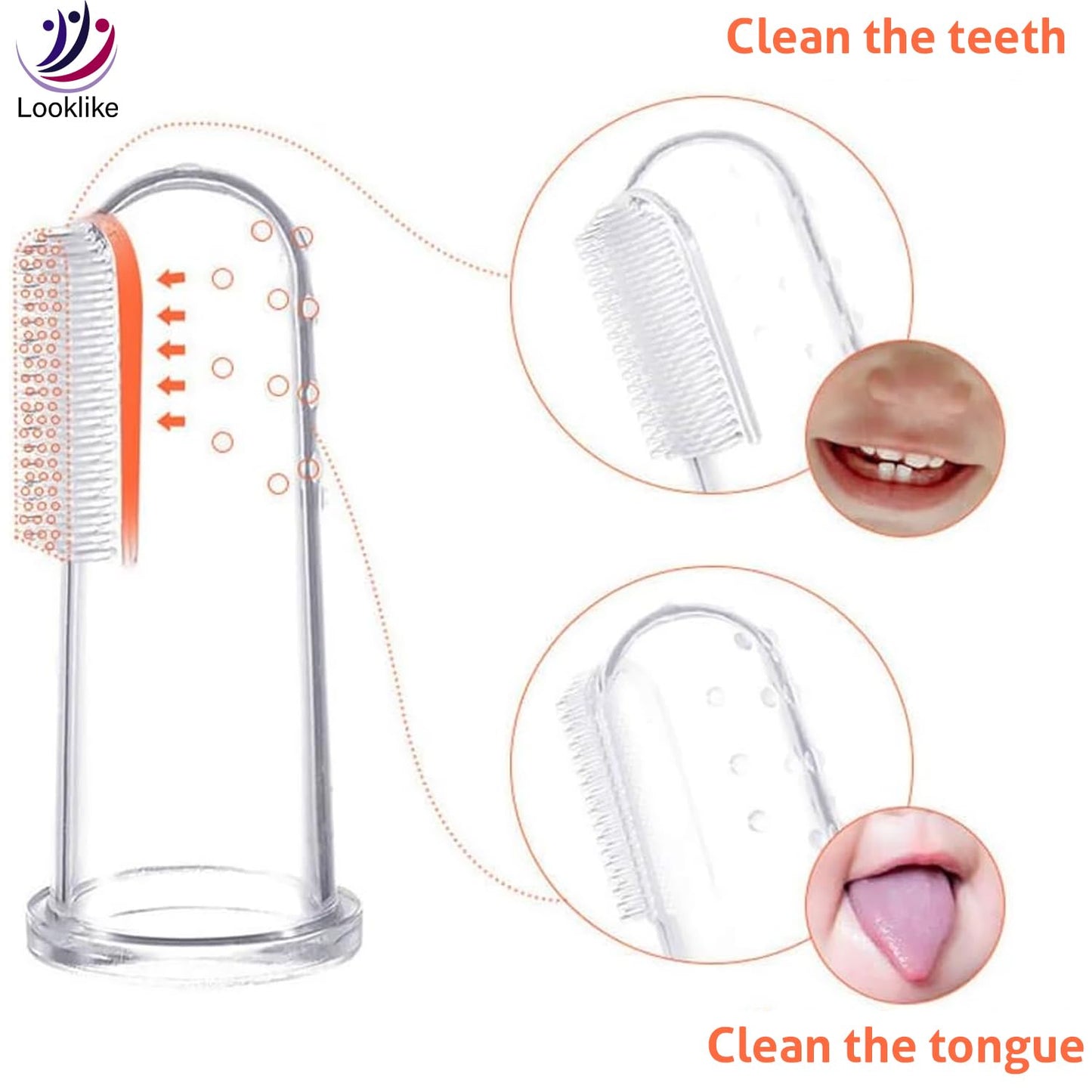 Looklike® Silicone Baby Finger Toothbrush, Travel-Friendly Oral Care, Great for Massaging & Cleaning Gums, Use Soft Brush For Kids & Newborn Baby, First Teeth, BPA-Free, Kids Finger Toothbrushes Pack of 1