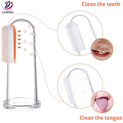Looklike® Silicone Baby Finger Toothbrush, Travel-Friendly Oral Care, Great for Massaging & Cleaning Gums, Use Soft Brush For Kids & Newborn Baby, First Teeth, BPA-Free, Kids Finger Toothbrushes Pack of 1