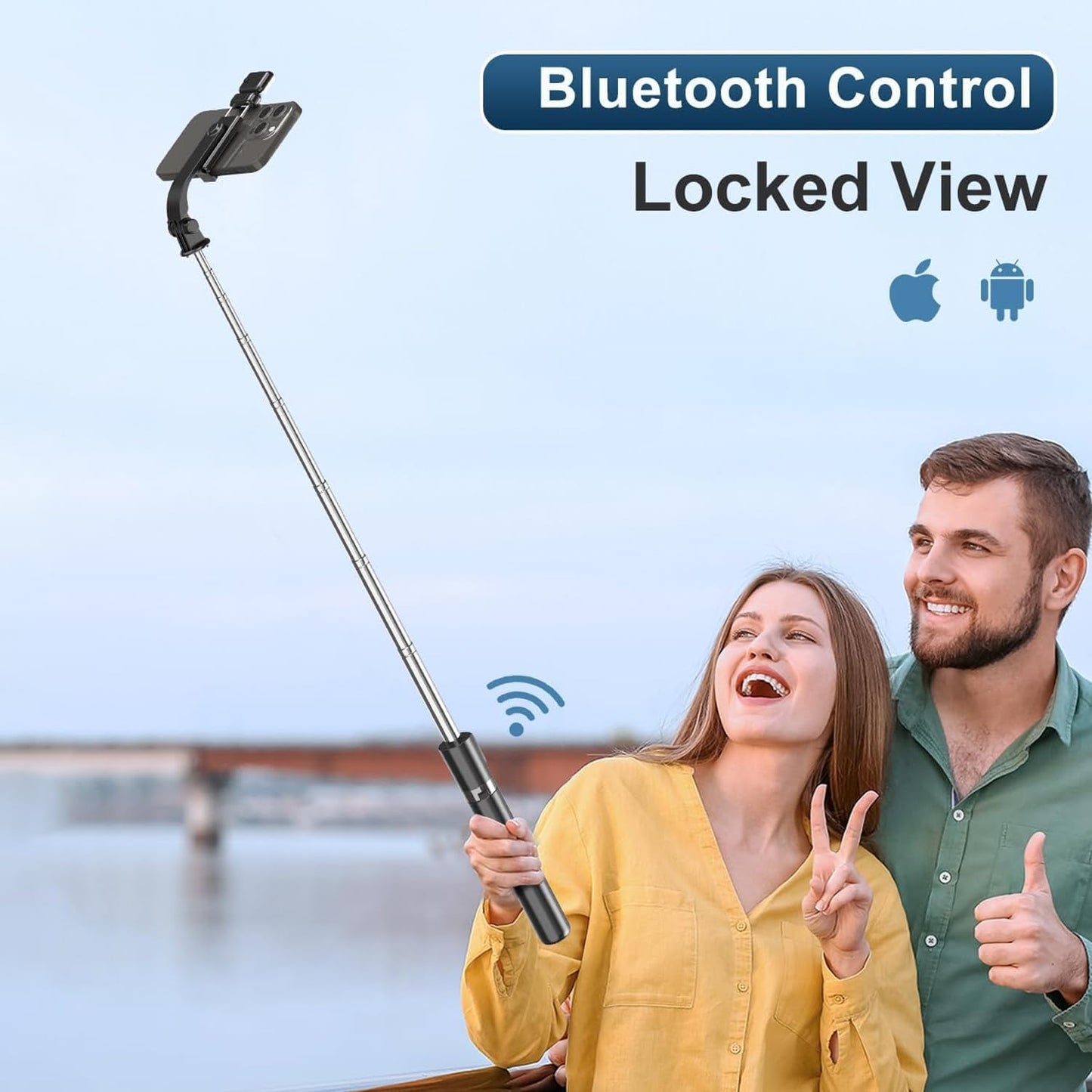 Looklike® 3-in-1 Multifunctional Selfie Stick with Detachable Wireless Remote for Vlogging & Photoshoot, Portable-Lightweight Selfie Stick for iPhone & Android Mobiles