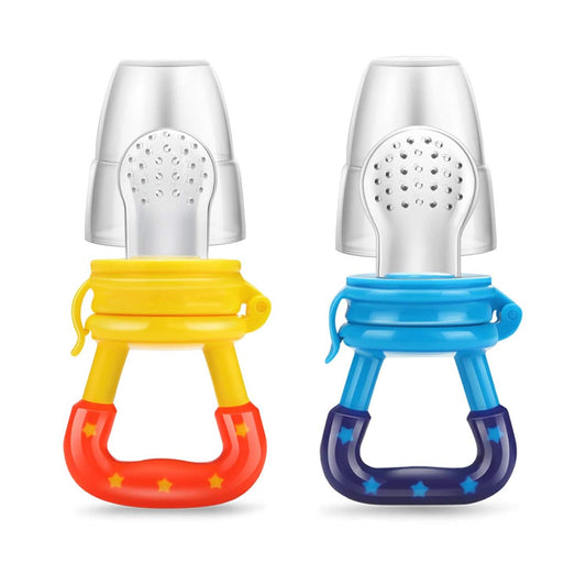 Looklike® Silicone Food & Fruit Nibbler for Babies | Soft Silicone Feeder Teether | Easy Grip Handle | Gentle Feeding Support | Pack of 3