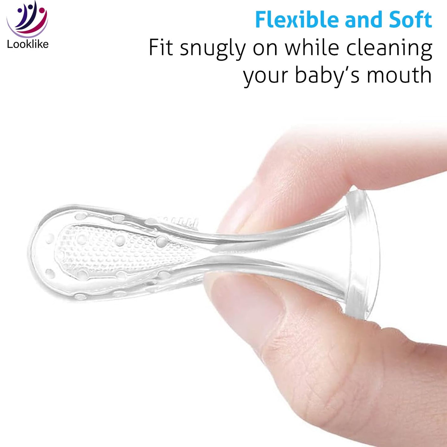 Looklike® Silicone Baby Finger Toothbrush, Travel-Friendly Oral Care, Great for Massaging & Cleaning Gums, Use Soft Brush For Kids & Newborn Baby, First Teeth, BPA-Free, Kids Finger Toothbrushes Pack of 1