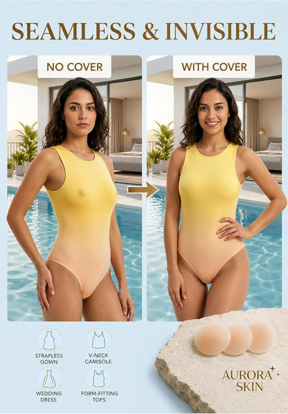Looklike® Reusable Nipple Covers for Women | Non Adhesive Invisible Silicone Waterproof Cover | No Glue Nipple Covers | Sweatproof Breast Covers for Strapless Backless Dress (1 Pair) Nude