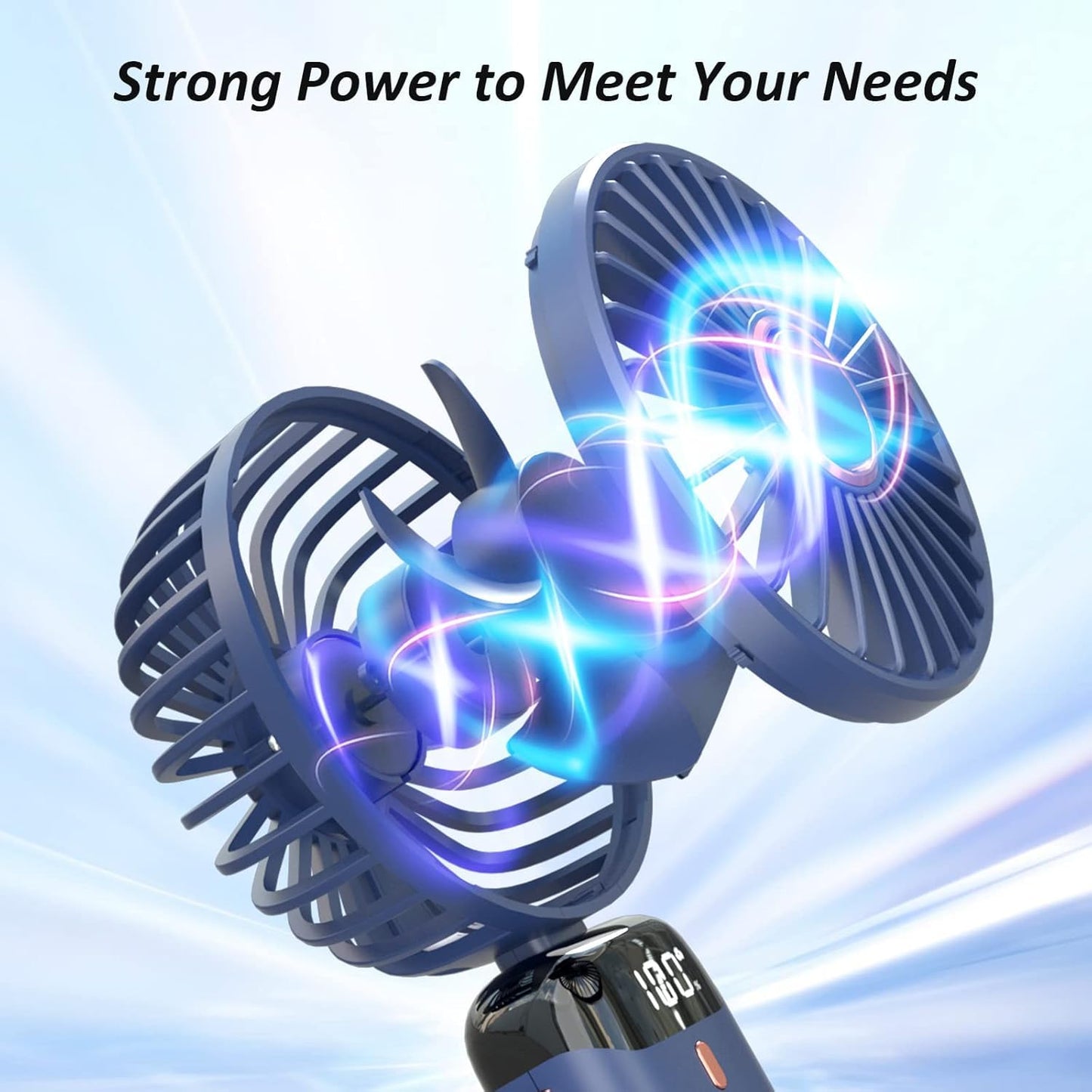 Looklike® Personal Fan, Portable Hanging Neck Fan, 5000mAh USB-C Rechargeable 5-Speed Modes Powerful Desktop Fan with Base, Max 20H Run Time, Adjustable Lanyard and Bracket Hands-free Cooling Fan