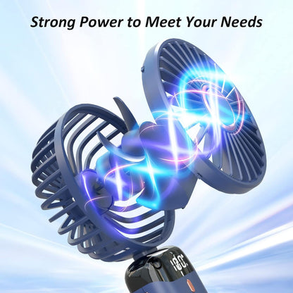 Looklike® Personal Fan, Portable Hanging Neck Fan, 5000mAh USB-C Rechargeable 5-Speed Modes Powerful Desktop Fan with Base, Max 20H Run Time, Adjustable Lanyard and Bracket Hands-free Cooling Fan