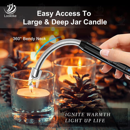 Looklike® Rechargeable Electric Gas Lighter for Kitchen, Lighter for Gas Stove, Candles, Pooja, 1 Year Warranty, C-Type USB, Kitchen Tools, Multi Purpose - 360° Flexible & Windproof, Multi