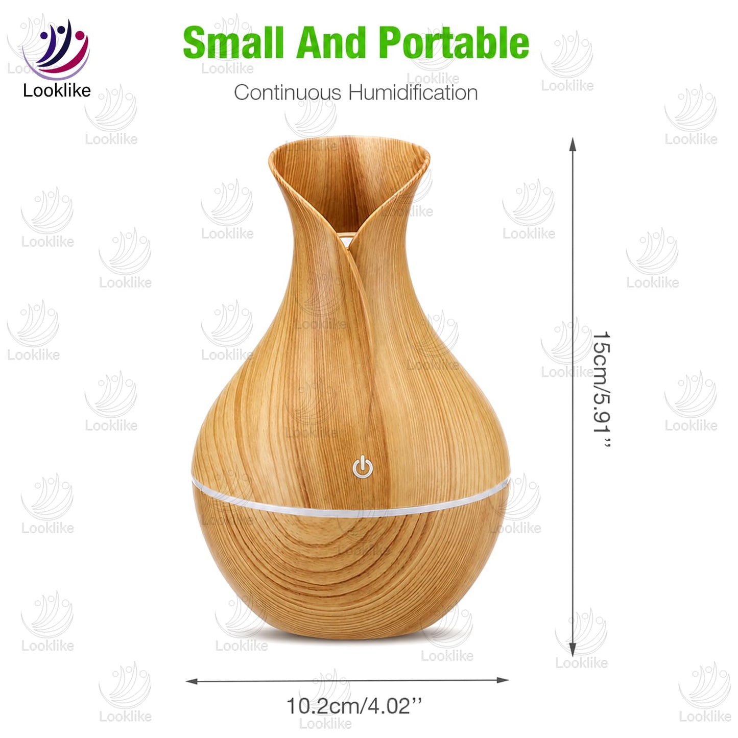 Looklike® Aroma Diffuser with Wooden Finish, Ultrasonic Essential Oil Diffuser & Humidifier, LED Night Light, Quiet Air Freshener for Home Bedroom Office Spa (Multi)