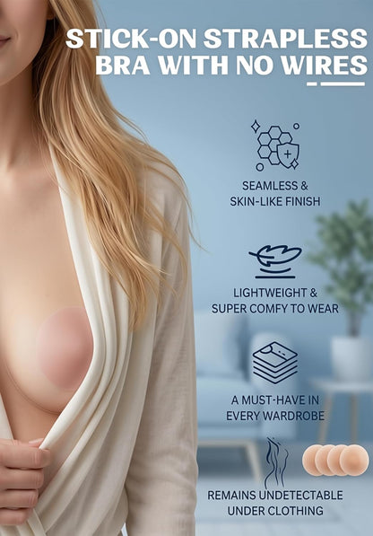 Looklike® Reusable Nipple Covers for Women | Non Adhesive Invisible Silicone Waterproof Cover | No Glue Nipple Covers | Sweatproof Breast Covers for Strapless Backless Dress (1 Pair) Nude