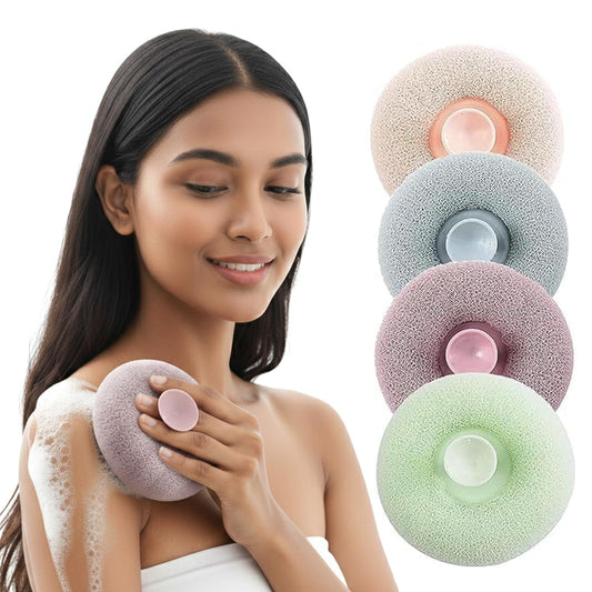 Looklike® Super Soft Bath Shower Loofah Sponge with Suction Cup, Round Mesh Body Scrubber for Men Women, Deep Cleansing Body Wash Exfoliating Reusable Bath Sponge, Round Loofah, loofah for bathing for women (Pack Of 4)