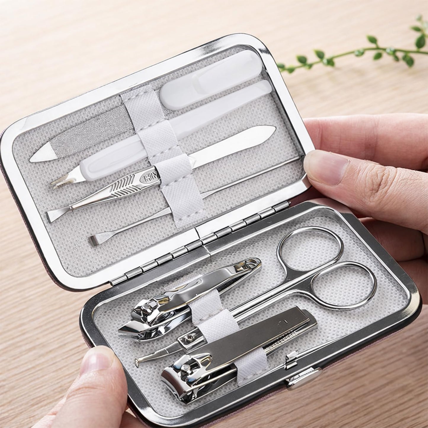 Looklike® 7-in-1 Nail Clippers & Manicure Pedicure Set for Men, Stainless Steel Professional Grooming Kit with Black Leather Case, Complete Nail Care Tools For Salon Home