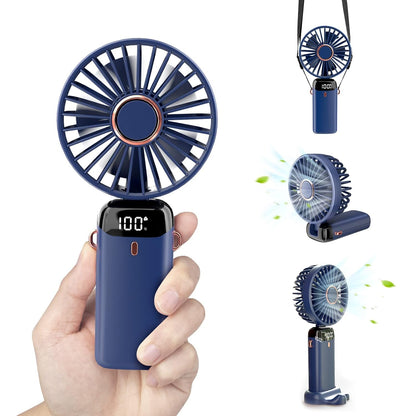 Looklike® Personal Fan, Portable Hanging Neck Fan, 5000mAh USB-C Rechargeable 5-Speed Modes Powerful Desktop Fan with Base, Max 20H Run Time, Adjustable Lanyard and Bracket Hands-free Cooling Fan