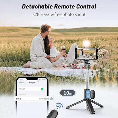 Looklike® 3-in-1 Multifunctional Selfie Stick with Detachable Wireless Remote for Vlogging & Photoshoot, Portable-Lightweight Selfie Stick for iPhone & Android Mobiles