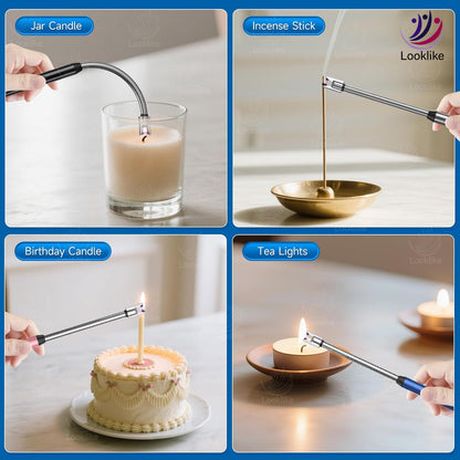 Looklike® Rechargeable Electric Gas Lighter for Kitchen, Lighter for Gas Stove, Candles, Pooja, 1 Year Warranty, C-Type USB, Kitchen Tools, Multi Purpose - 360° Flexible & Windproof, Multi
