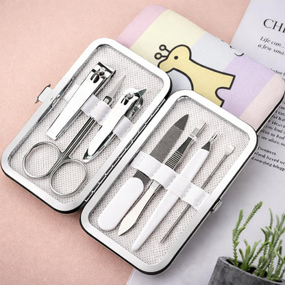 Looklike® 7-in-1 Nail Clippers & Manicure Pedicure Set for Men, Stainless Steel Professional Grooming Kit with Black Leather Case, Complete Nail Care Tools For Salon Home